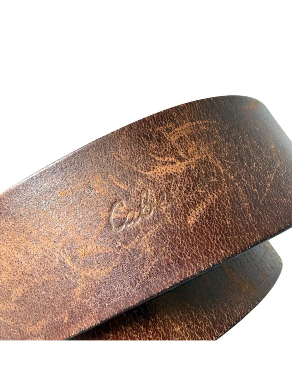 Cabelas Men's Leather Belt Sz 38 Brown Distressed Classic Cowboy Western
